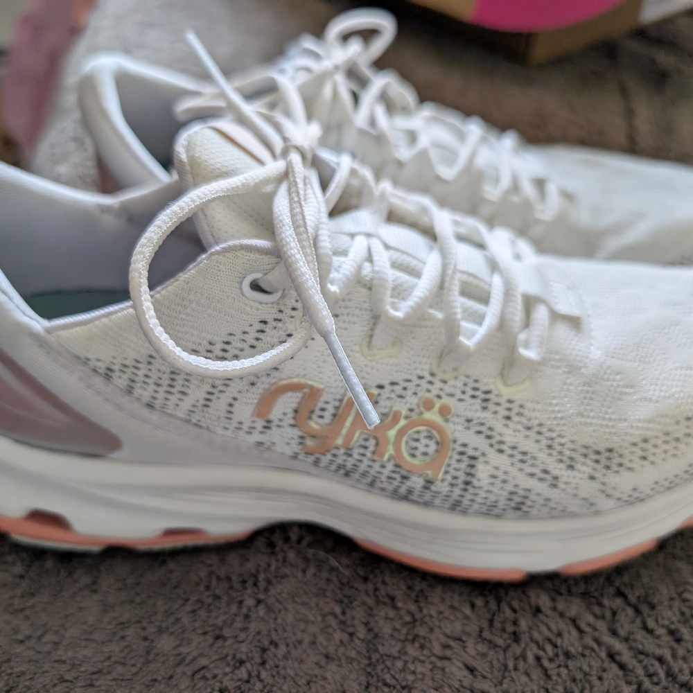 Ryka White and Pink Athletic Shoes with Mesh Upper